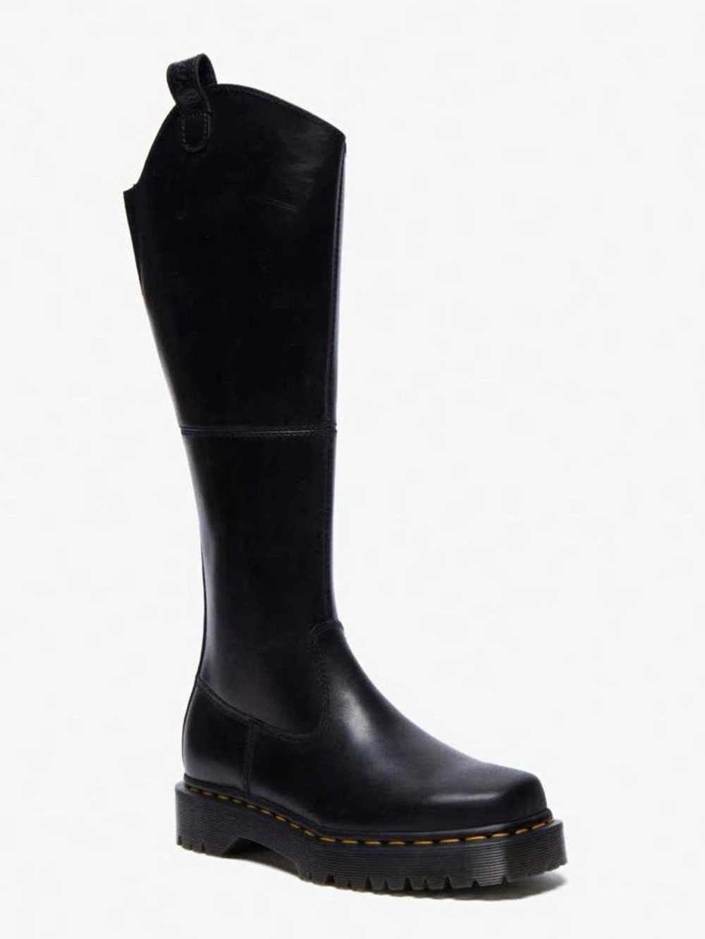 AMAAYAH Dr. Martens Women's 6
Black Leather Knee-High Riding
Boots Zip Round Toe